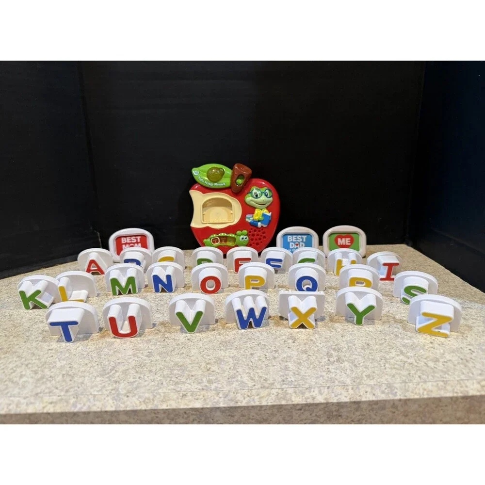 LeapFrog Tad’s Fridge Phonics Apple + 25 Letters Bonus Tags Missing J Works